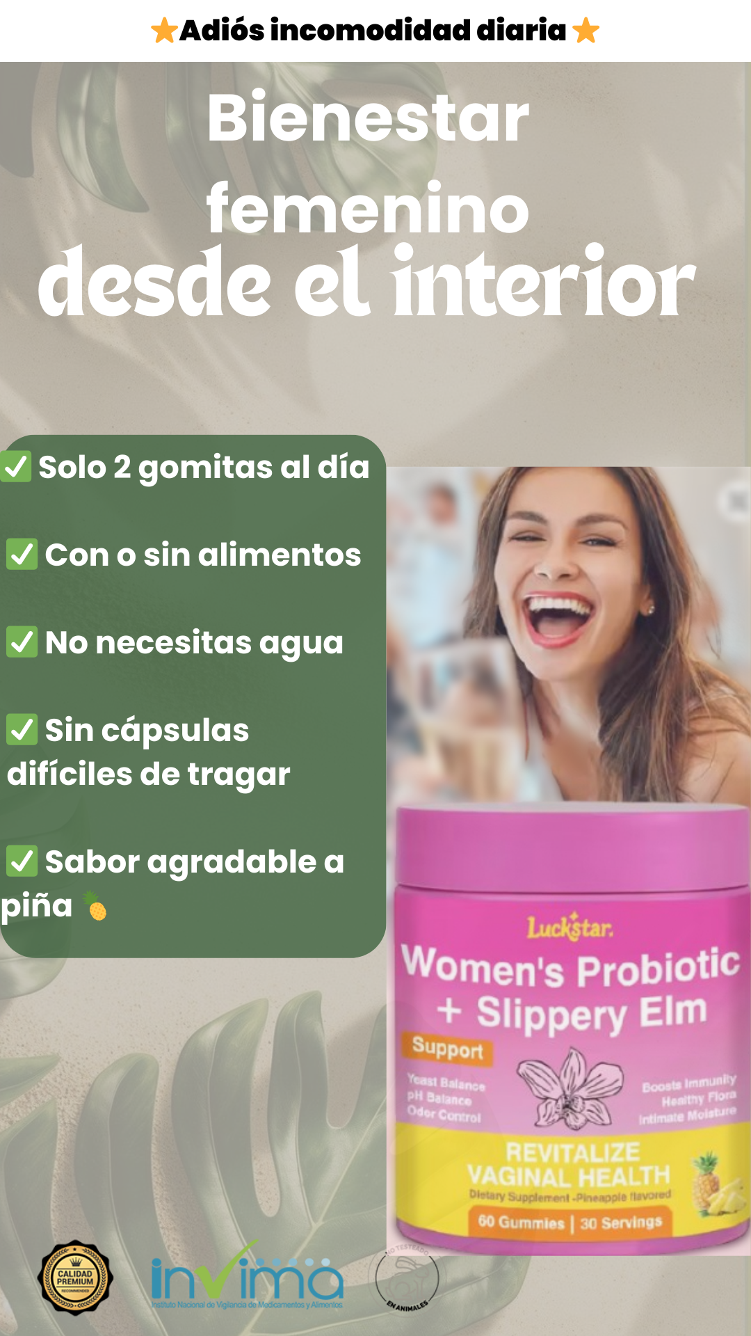 womens probiotic, Gomitas de probióticos femeninos con olmo resbaladizo para mujeres